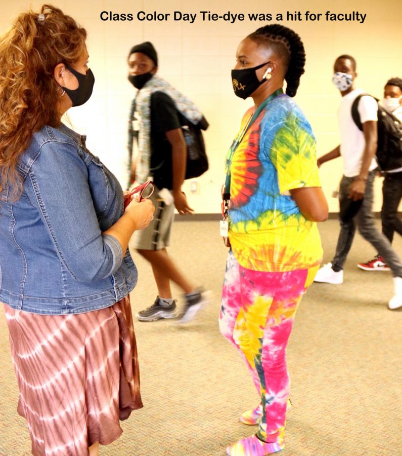 Faculty members were tie-dyed from head to toe!
